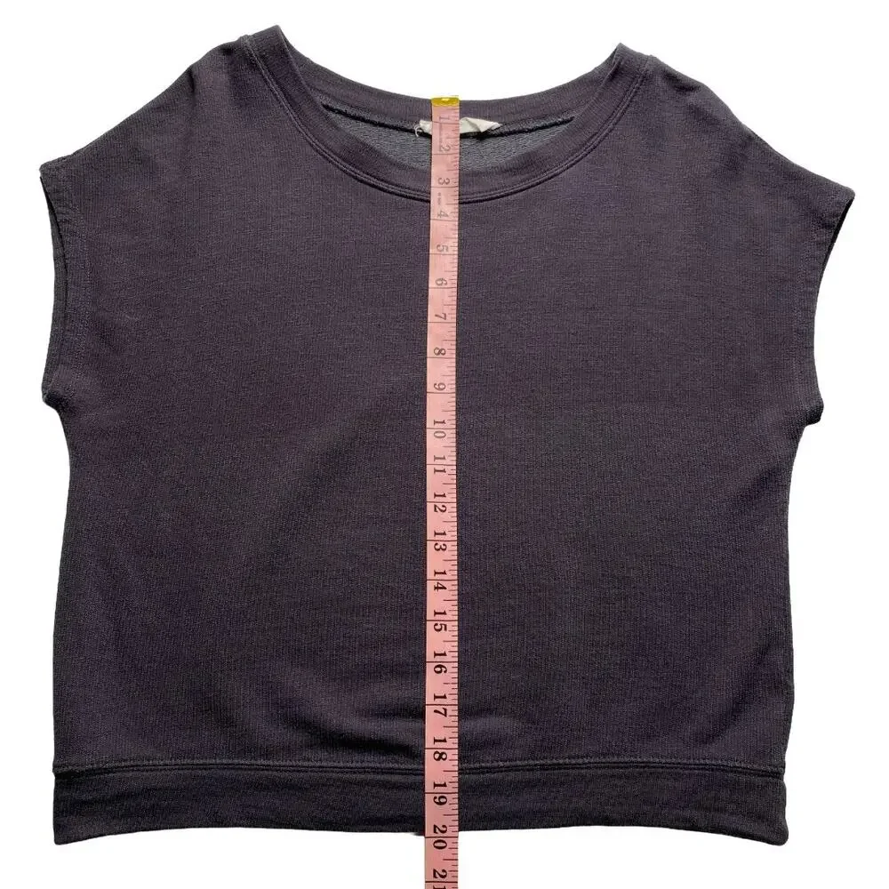 Double Zero Charcoal Cap Sleeve Knit Top Small Stretch Banded Hem - Picture 7 of 8